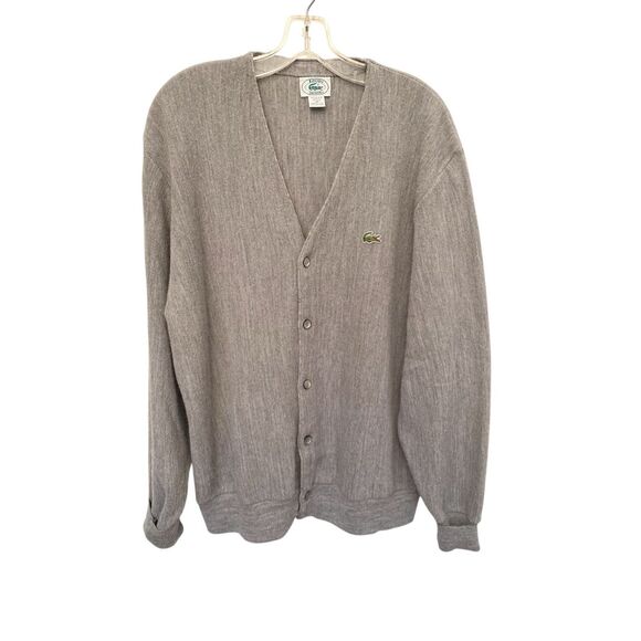 Lacoste Izod Men Grey V Neck Cardigan Sz XL - Picture 1 of 7